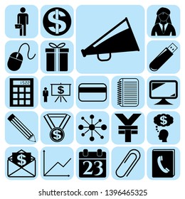 Set of 22 business icons, symbols or pictograms. Collection. Flat design. Vector Illustration.