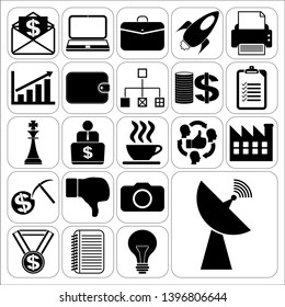 Set of 22 business icons, symbols or pictograms. Collection. Detailed design. Vector Illustration.
