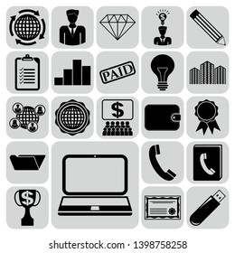 Set of 22 business icons, symbols or pictograms. Collection. Detailed design. Vector Illustration.