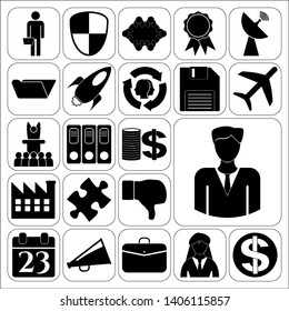 Set of 22 business icons, symbols or pictograms. Collection. Detailed design. Vector Illustration.