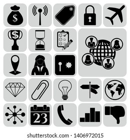 Set of 22 business icons, symbols or pictograms. Collection. Detailed design. Vector Illustration.