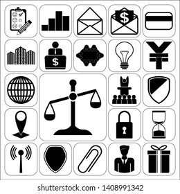 Set of 22 business icons, symbols or pictograms. Collection. Flat design. Vector Illustration.