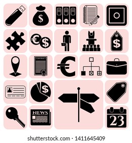 Set of 22 business icons, symbols or pictograms. Collection. Amazing desing. Vector Illustration.
