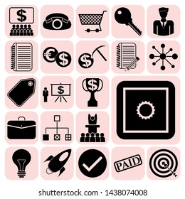 Set of 22 business icons, symbols or pictograms. Collection. Flat design. Vector Illustration.