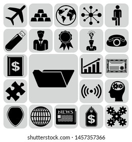 Set of 22 business icons or symbols. Collection. Detailed design. Vector Illustration.