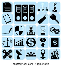 Set of 22 business icons, symbols or pictograms. Collection. Flat design. Vector Illustration.