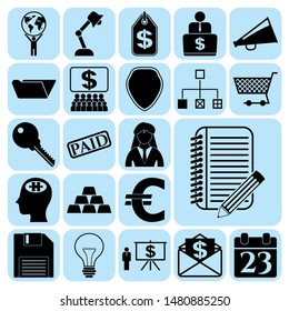 Set of 22 business icons or symbols. Collection. Amazing desing. Vector Illustration.