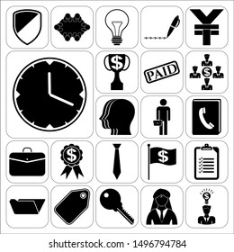 Set of 22 business icons, symbols or pictograms. Collection. Flat design. Vector Illustration.