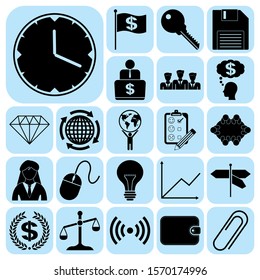 Set of 22 business icons, symbols or pictograms. Collection. Detailed design. Vector Illustration.