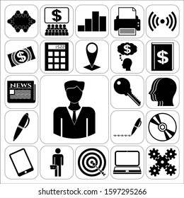 Set of 22 business icons or symbols. Collection. Amazing desing. Vector Illustration.