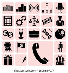 Set of 22 business icons, symbols or pictograms. Collection. Detailed design. Vector Illustration.