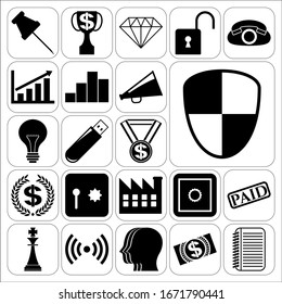 Set of 22 business icons or symbols. Collection. Amazing desing. Vector Illustration.