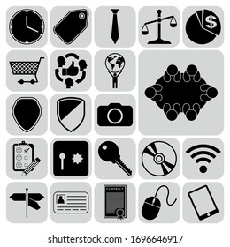 Set of 22 business icons, symbols or pictograms. Collection. Flat design. Vector Illustration.