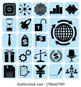 Set of 22 Business icons or symbols. Detailed design. 