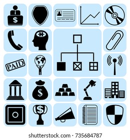 Set of 22 business icons or symbols. Collection. Detailed design. Vector Illustration.