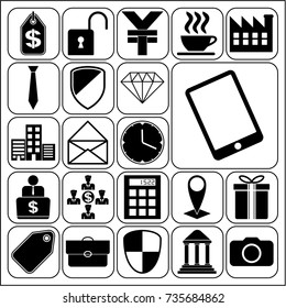 Set of 22 business icons or symbols. Collection. Detailed design. Vector Illustration.