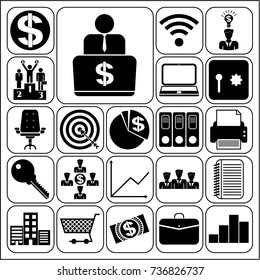 Set of 22 business icons or symbols. Collection. Amazing desing. Vector Illustration.
