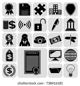 Set of 22 business icons, symbols or pictograms. Collection. Flat design. Vector Illustration.