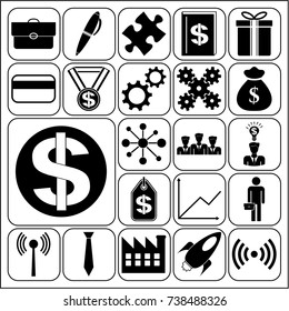 Set of 22 business icons, symbols or pictograms. Collection. Detailed design. Vector Illustration.