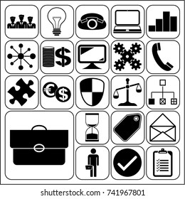Set of 22 business icons or symbols. Collection. Detailed design. Vector Illustration.