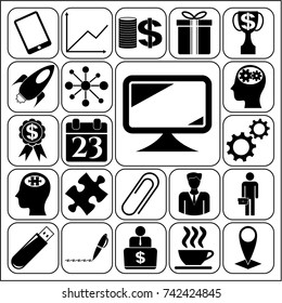 Set of 22 business icons, symbols or pictograms. Collection. Amazing desing. Vector Illustration.