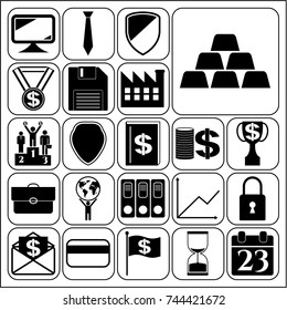 Set of 22 business icons, symbols or pictograms. Collection. Amazing desing. Vector Illustration.