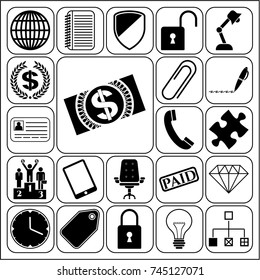 Set of 22 business icons, symbols or pictograms. Collection. Amazing desing. Vector Illustration.