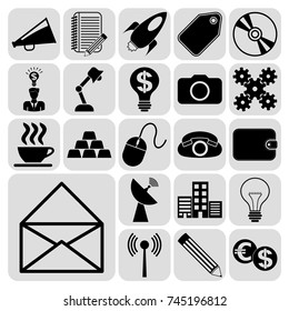 Set of 22 business icons or symbols. Collection. Amazing desing. Vector Illustration.