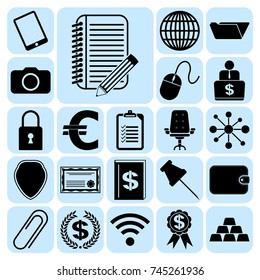 Set of 22 business icons, symbols or pictograms. Collection. Detailed design. Vector Illustration.