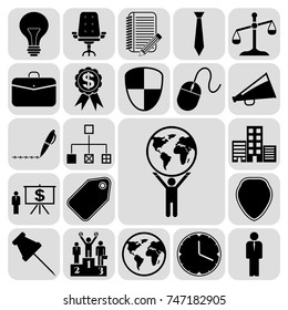 Set of 22 business icons, symbols or pictograms. Collection. Flat design. Vector Illustration.