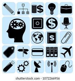 Set of 22 business related icons. Collection. Flat design. Vector Illustration.