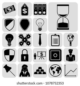  Set of 22 business related icons. Collection. Flat design. Vector Illustration.