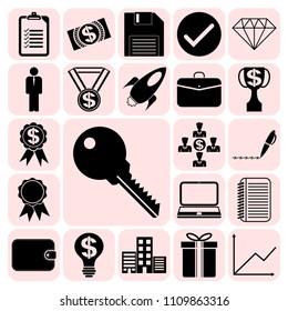 Set of 22 business related icons. Collection. Flat design. Vector Illustration.