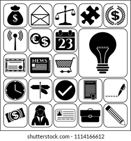 Set of 22 business related icons. Collection. Detailed design. Vector Illustration.