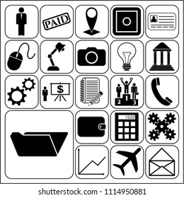 Set of 22 business related icons. Collection. Detailed design. Vector Illustration.