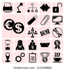 Set of 22 business related icons. Collection. Flat design. Vector Illustration.