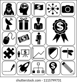 Set of 22 business related icons. Collection. Flat design. Vector Illustration.