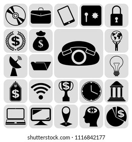 Set of 22 business related icons. Collection. Flat design. Vector Illustration.