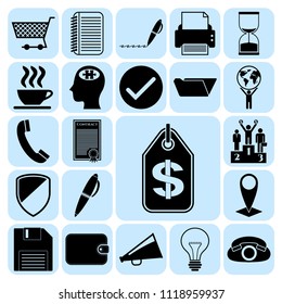 Set of 22 business related icons. Collection. Flat design. Vector Illustration.