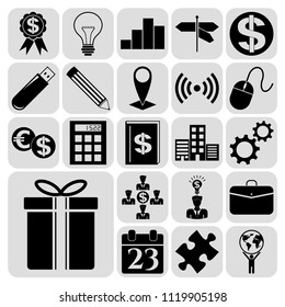 Set of 22 business related icons. Collection. Detailed design. Vector Illustration.