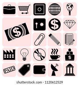Set of 22 business related icons. Collection. Flat design. Vector Illustration.