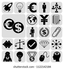 Set of 22 business related icons. Collection. Detailed design. Vector Illustration.