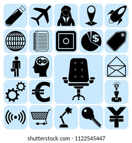 Set of 22 business related icons. Collection. Flat design. Vector Illustration.