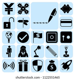 Set of 22 business related icons. Collection. Detailed design. Vector Illustration.