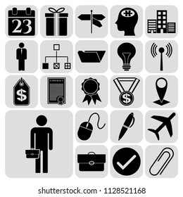 Set of 22 business related icons. Collection. Detailed design. Vector Illustration.