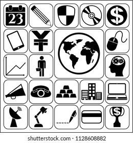 Set of 22 business related icons. Collection. Detailed design. Vector Illustration.