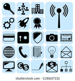 Set of 22 business related icons. Collection. Flat design. Vector Illustration.