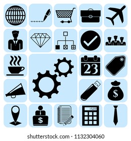 Set of 22 business related icons. Collection. Flat design. Vector Illustration.