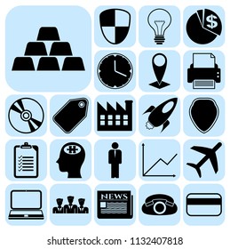 Set of 22 business related icons. Collection. Flat design. Vector Illustration.