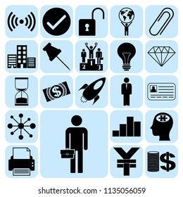 Set of 22 business related icons. Collection. Flat design. Vector Illustration.